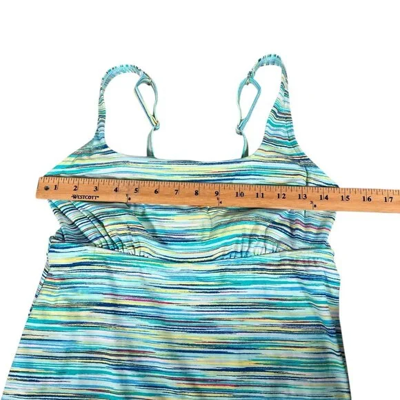 Lands End Women’s Tummy Control One Piece Swim dress Aqua Space Dye Size 8 - Picture 14 of 14